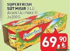 SUPERFRESH KONSERVE SÜT MISIR 3X200 G fiyat ve kampanya bilgisi